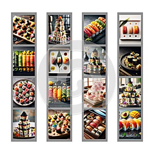 collage of sushis