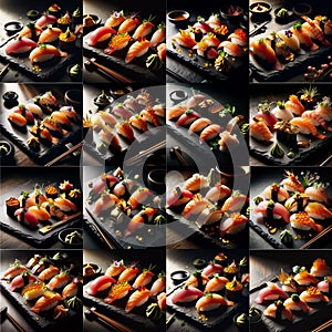collage of sushis