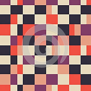 Design a seamless art pattern that resembles a chessboard. With squares of many alternating colors. photo