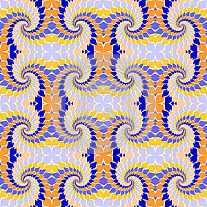Design seamless colorful abstract pattern. Twirl elements twisting background