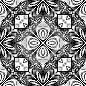Design seamless monochrome flower pattern