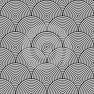 Design seamless monochrome twirl pattern. Monochro