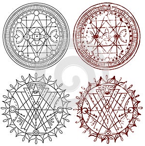 Design set with sacred geometry elements, shapes and patterns isolated on white.