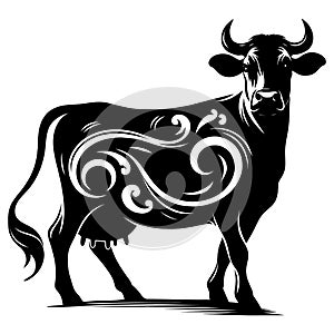 Cow icon silhouette vector art and illustration photo