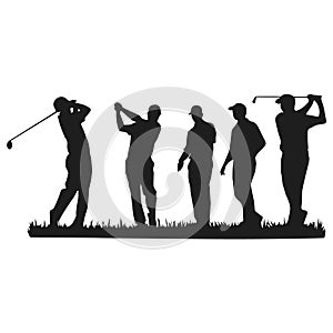 Golf player Vector silhouettes