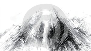 design sketch style abstract visualization of a skyscraper