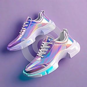 Design sneakers inspired by a magical forest. Encourage the use of iridescent and translucent materials.
