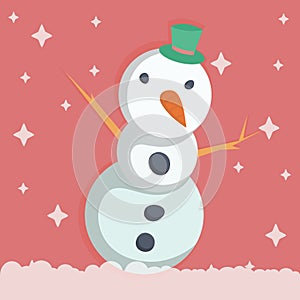 Design of a snowman in a soft colour background for any template and social media post