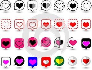 `Design speech bubble icons with various love symbols in the form of vectors.Suitable for designing graphic works in love theme.Mo