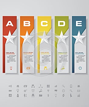 Design star number banners template. with set of business icons.