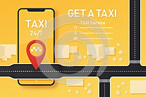 Design of taxi mobile application. photo