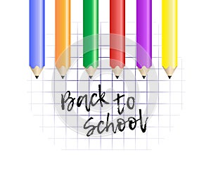 Design template Back to School. Colored pencils and exercise boo