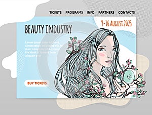 Design template for beauty and cosmetic industry. A cosmetic exhibition, fair or master class. Vector illustration for