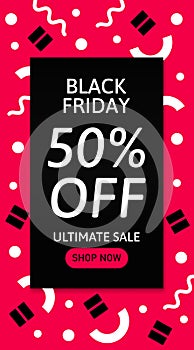 Design template card with text. Black Friday.