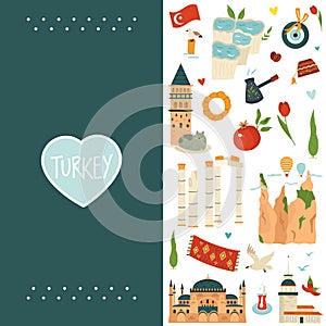 Design, template with famous landmarks of Turkey