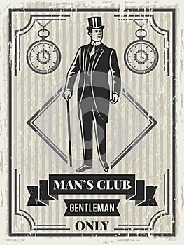 Design template of retro poster for gentleman club