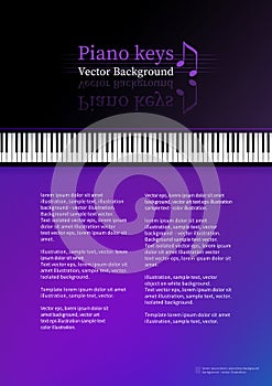 Design template with top view Piano keys