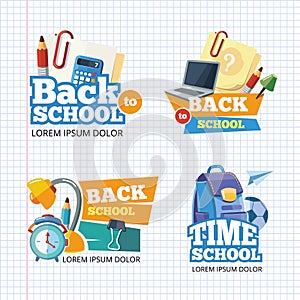 Design template with vector school emblem sets.