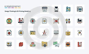 25 Design Thinking And D Printing Modeling Line Filled Style icon pack