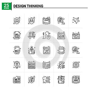 25 Design Thinking icon set. vector background