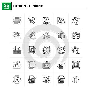 25 Design Thinking icon set. vector background