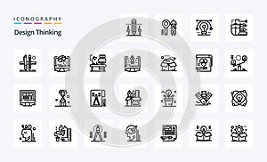 25 Design Thinking Line icon pack