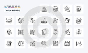 25 Design Thinking Line icon pack