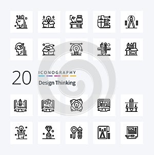 20 Design Thinking Line icon Pack like web website drawing laptop drawing