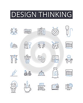 Design thinking line icons collection. Efficiency, Procedures, Systematics, Processes, Resources, Logistics, Workflow