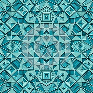 Design is three-dimensional, with raised and recessed sections