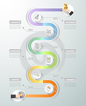 Design timeline infographic template. Business concept 6 options