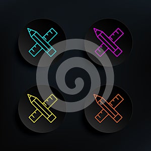 Design tools dark badge color set icon. Simple thin line, outline vector of web icons for ui and ux, website or mobile application