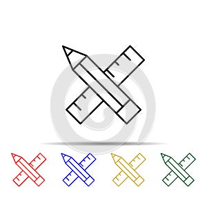 design tools multi color style icon. Simple thin line, outline vector of web icons for ui and ux, website or mobile application