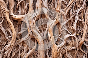 design of tree bark covered in vine roots