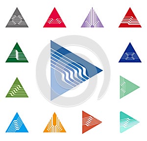 Design triangle, arrow vector logo template. Speed
