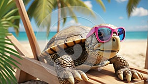 design turtle comedian poster wearing sunglasses creative character leaves