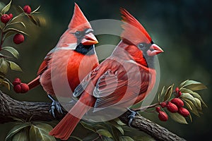 Design of two colorful Northern Cardinal