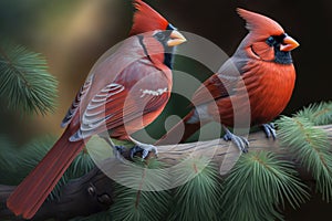 Design of two colorful Northern Cardinal