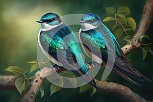 Design of two colorful Tree Swallow