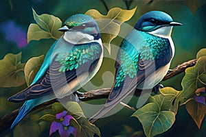 Design of two colorful Tree Swallow
