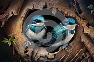 Design of two colorful Tree Swallow