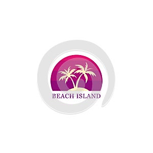 Palm tree beach logo silhouette vector illustration