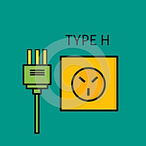 Design Type H power plug and socket, flat design Electrical plugs and electrical outlets