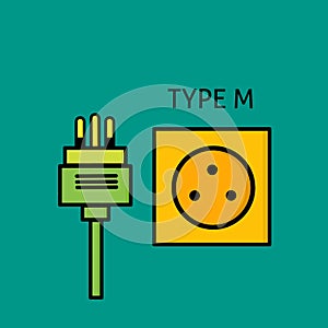 Design Type M power plug and socket, flat design Electrical plugs and electrical outlets
