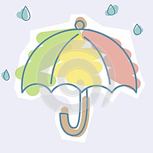 Design of umbrela in a rainy day in a soft colour background for any template and social media post