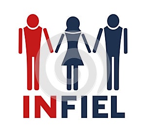 Design of unfaithful woman icon, message of unfaithful in spanish