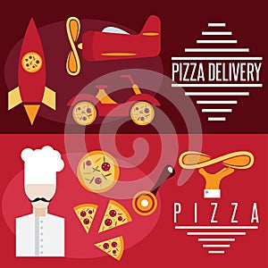 Design vector banners with pizza theme