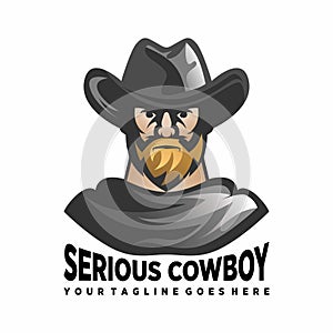 Design or vector in the form of a serious cowboy and can be used as a symbol