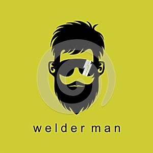 Design or vector that are in the form of welder man face and can be used as symbol