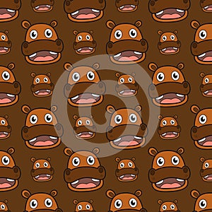 Design vector hippo smile cartoon seamless pattern for wallpaper or background